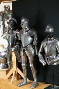 stand for a mid 16th c. black and white armor made for a child
