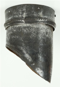 Upper cannon of a vambrace. In excavated condition.